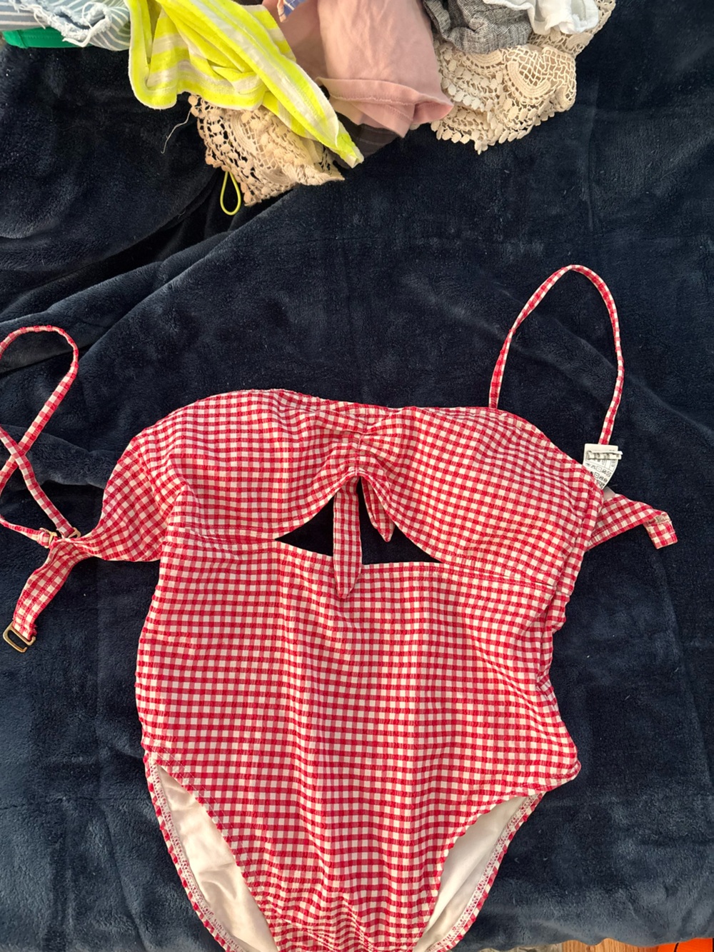 Red Gingham Tie-Front one piece swimsuit